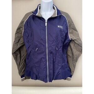 Nike Women Windbreaker S Collar Color block College Preppy Ribbed Cuff Full Zip